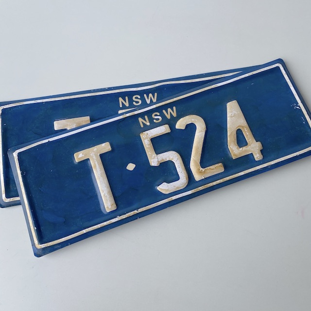 NUMBER PLATE, NSW - Blue White T524 (Pair)